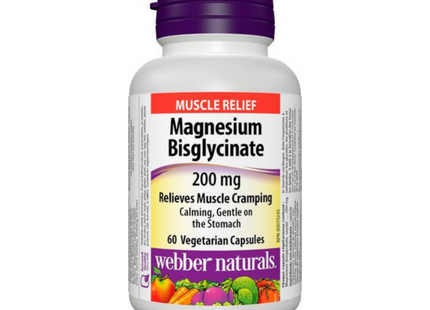 Webber Naturals Magnesium Bisglycinate 200 mg | 60 Vegetarian Capsules