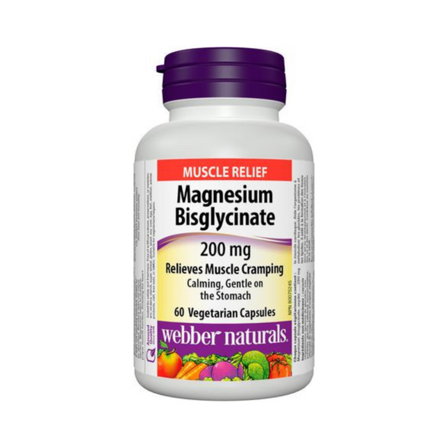 Webber Naturals Bisglycinate de magnésium 200 mg | 60 gélules végétariennes