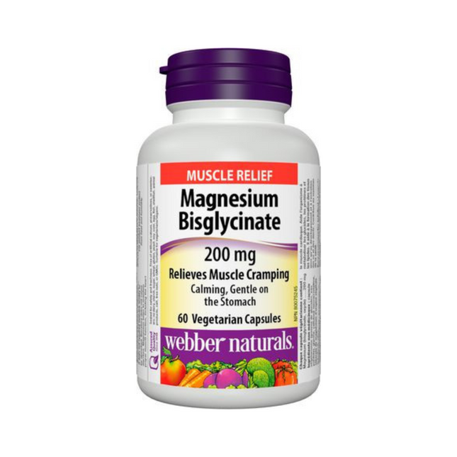 Webber Naturals Magnesium Bisglycinate 200 mg | 60 Vegetarian Capsules