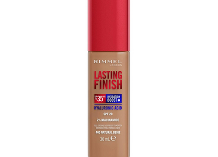 Rimmel - Fond de Teint Finition Durable 35h à l'Acide Hyaluronique - 400 Beige Naturel | 30 ml