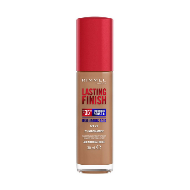 Rimmel - Fond de Teint Finition Durable 35h à l'Acide Hyaluronique - 400 Beige Naturel | 30 ml