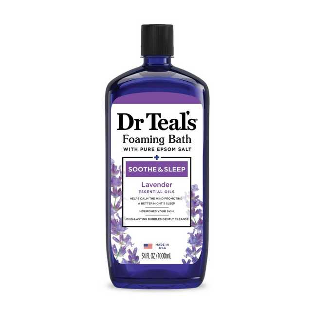 Dr Teal's - Bain moussant au sel d'Epsom pur - Bain de sommeil avec mélatonine et huiles essentielles | 1 litre