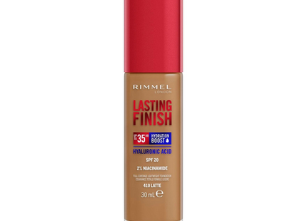 Rimmel - Fond de teint Lasting Finish 35h à l'acide hyaluronique - 410 Latte | 30 ml