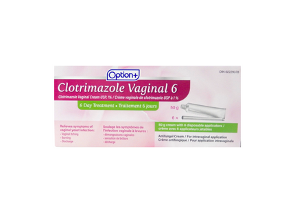 Option+ Clotrimazole Vaginal  Cream USP 1% 6 day Treatment | 50g x 6