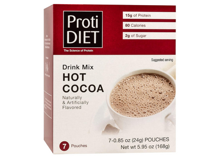 Proti Diet - Mélange pour boisson chaude au cacao 15 g de protéines | 7 x 24 g