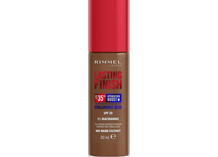 Rimmel - Lasting Finish 35h Foundation With Hyaluronic Acid - 600 Warm Coconut | 30mL