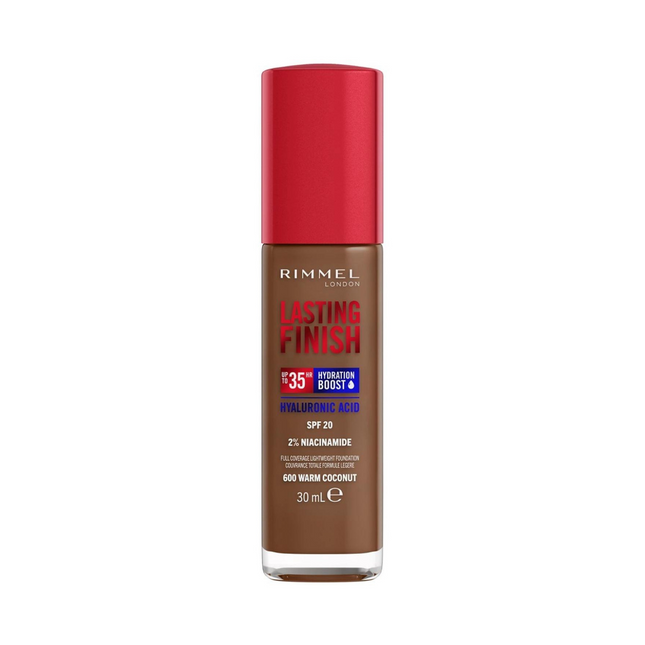 Rimmel - Fond de Teint Finition Durable 35h à l'Acide Hyaluronique - 600 Noix de Coco Chaude | 30 ml