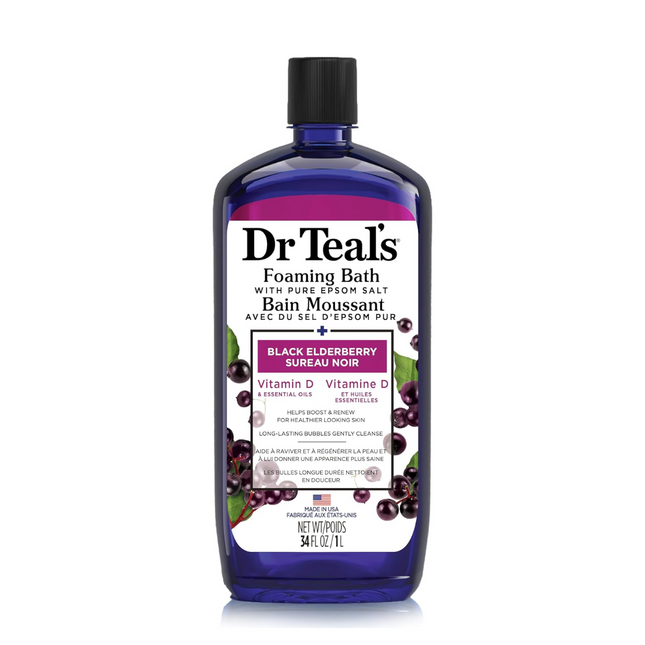 Bain moussant Dr Teal's - Vitamine D et huiles essentielles de sureau noir | 1 litre