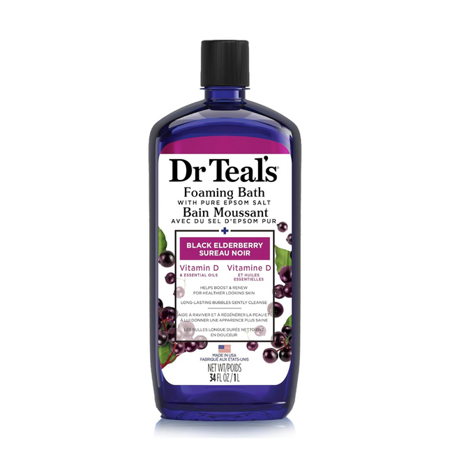 Dr Teal's Foaming Bath - Black Elderberry Vitamin D & Essential Oils | 1 L