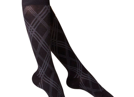 TRUFORM - Chaussettes hautes « Touch » pour femme, noires (motif losanges) | 15-20 mmHg