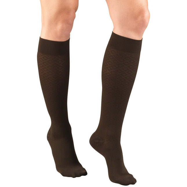 TRUFORM - Ladies' Knee High Socks Diamond Pattern |  15-20 Mmhg