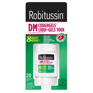 Robitussin - Gels contre la toux pour soulager la toux sèche | 20 gels liquides