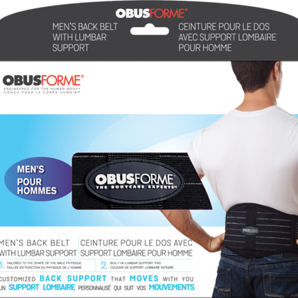 ObusForme Ceinture dorsale pour homme avec soutien lombaire | Moyen/Grand 79 - 97 cm