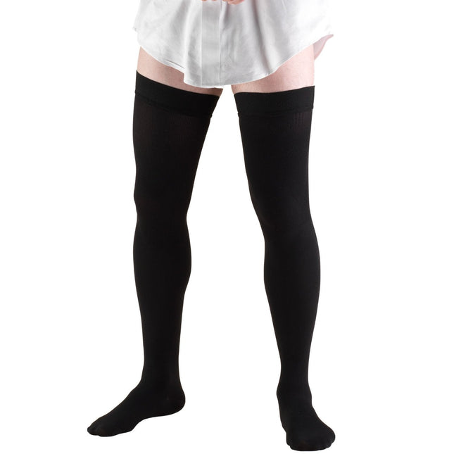 TRUFORM - Mens Thigh High Socks Black | 20-30 Mmhg