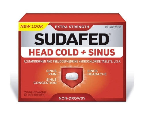 Sudafed Extra Strength  Head Cold & sinus Tablets | 12 Caplets