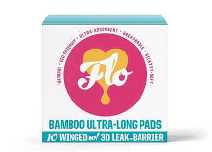 Here We Flo - Bamboo Ultra-Long Pads | 10 Winged Pads with Leak-Barrier
