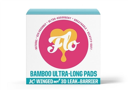 Here We Flo - Bamboo Ultra-Long Pads | 10 Winged Pads with Leak-Barrier