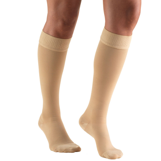 TRUFORM - Below Knee Stockings, Beige (Dot Top) | Closed Toe 30-40 Mmhg