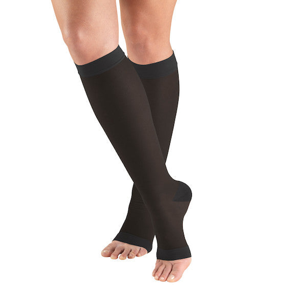 TRUFORM - Chaussettes hautes transparentes pour femmes « Lites » | Bout ouvert 8-15 mmhg
