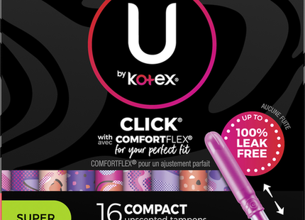 U by Kotex Click Compact Unscented Tampons - Super | 16 Tampons