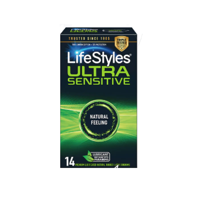 LifeStyles - Ultra Sensitive Lubricated Natural Rubber Latex | 14 or 36 Condoms