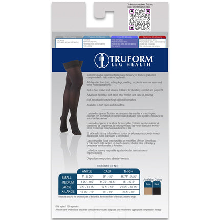 TRUFORM - Ladies' Thigh High Opaque Stockings | Open Toe 20-30 Mmhg