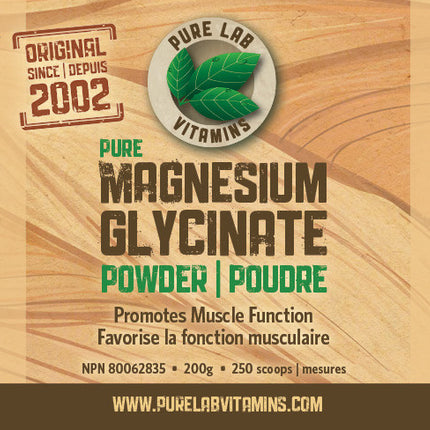 Pure Lab - Poudre de glycinate de magnésium pur 200 g | 250 cuillères*
