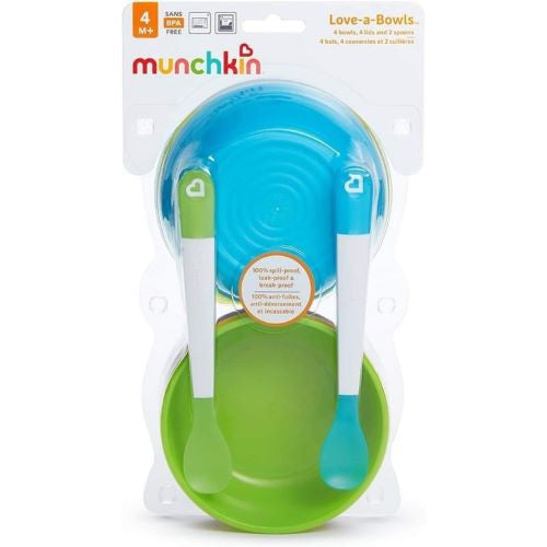 Munchkin Love-A-Bowls | 4 Bowls, 4 Lids and 2 Spoons