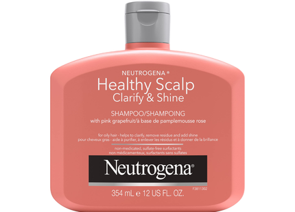 Neutrogena - Healthy Scalp - Clarify & Shine Shampoo with Pink Grapefruit - for Oily Hair | 354 mL