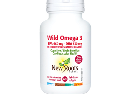 New Roots- Wild Omega 3, EPA-660mg DHA-330mg | 60 Fish Softgels