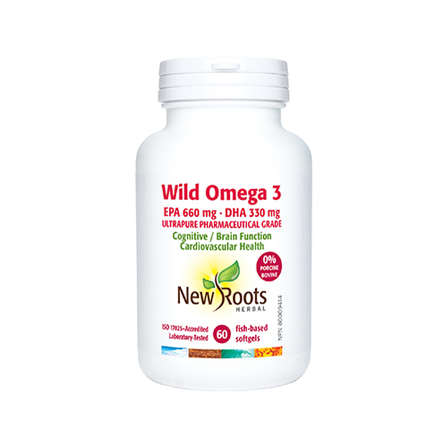 New Roots - Oméga 3 sauvage, EPA-660 mg DHA-330 mg | 60 gélules de poisson