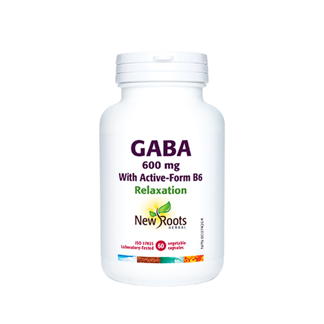 New Roots GABA with Active-Form B6 Relaxation - 600 mg | 60 Vegetable Capsules