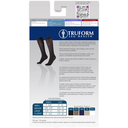 TRUFORM - Chaussettes hautes pour femme, motif losanges | 15-20 mmHg