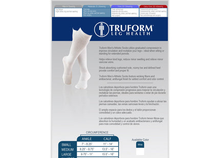 TRUFORM - Mens Athletic Socks White | 15-20 Mmhg